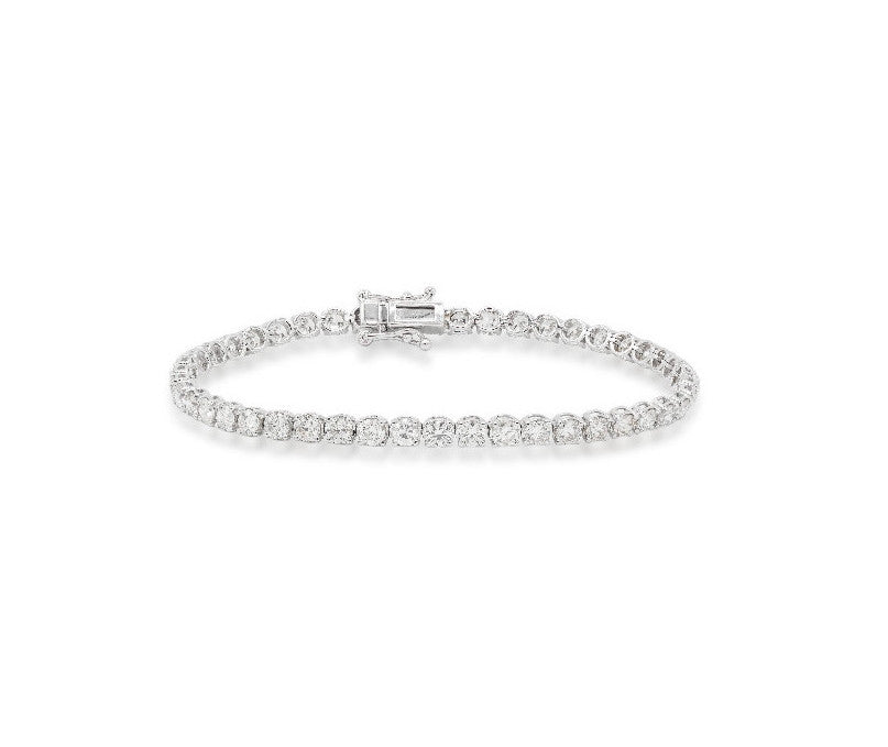 Pulsera Rivière de oro blanco con diamantes naturales de 6.65 quilates