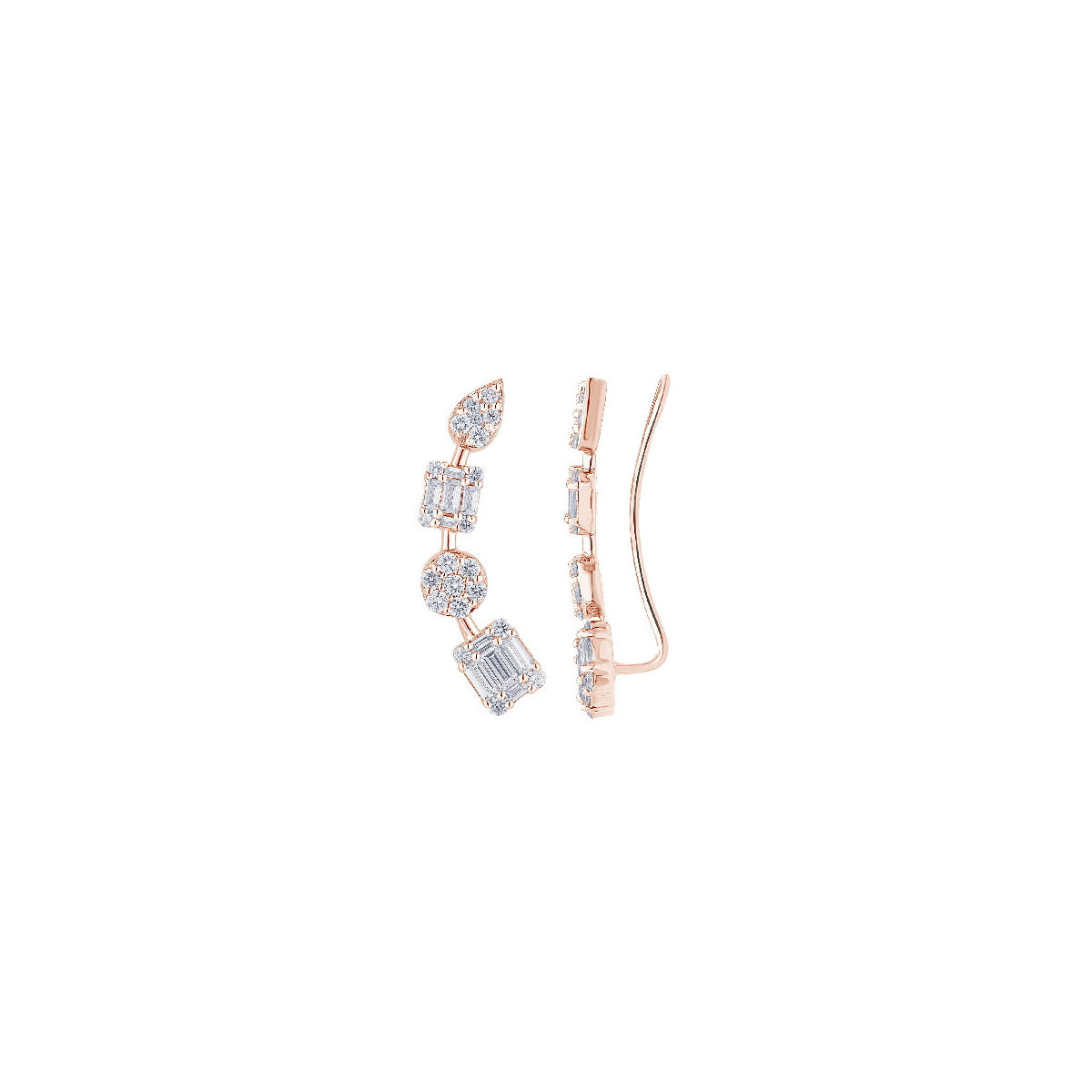 Pendientes Ear Cuff Diamantes Oro Rosa