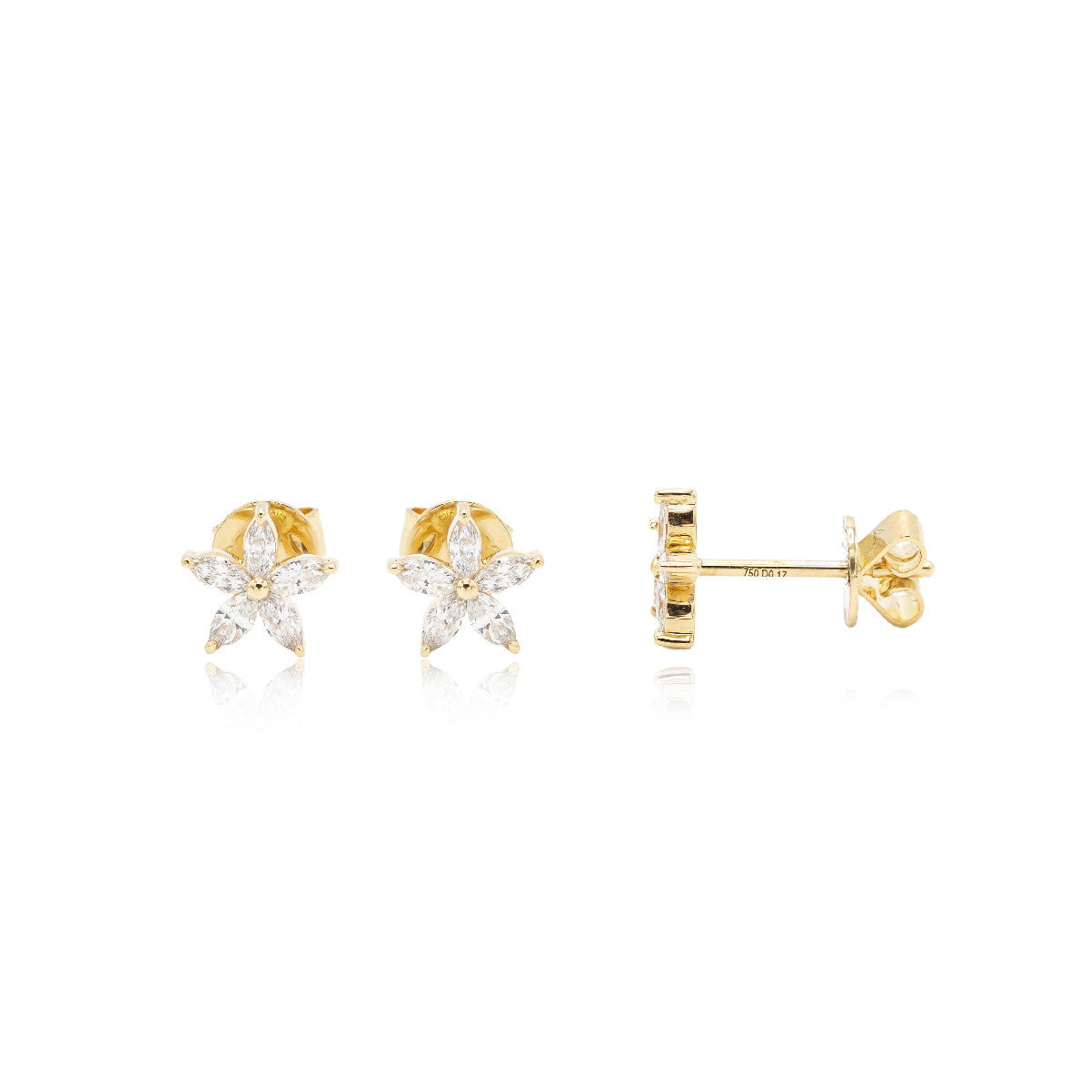 Pendientes Flor Oro Amarillo y Diamantes