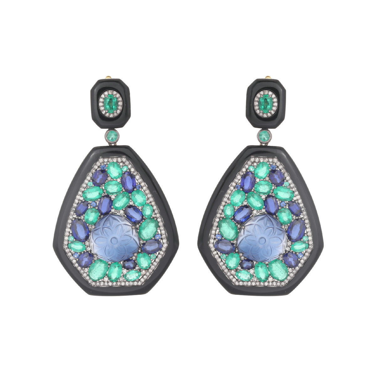 Pendientes de Esmeraldas, Zafiros y Diamantes