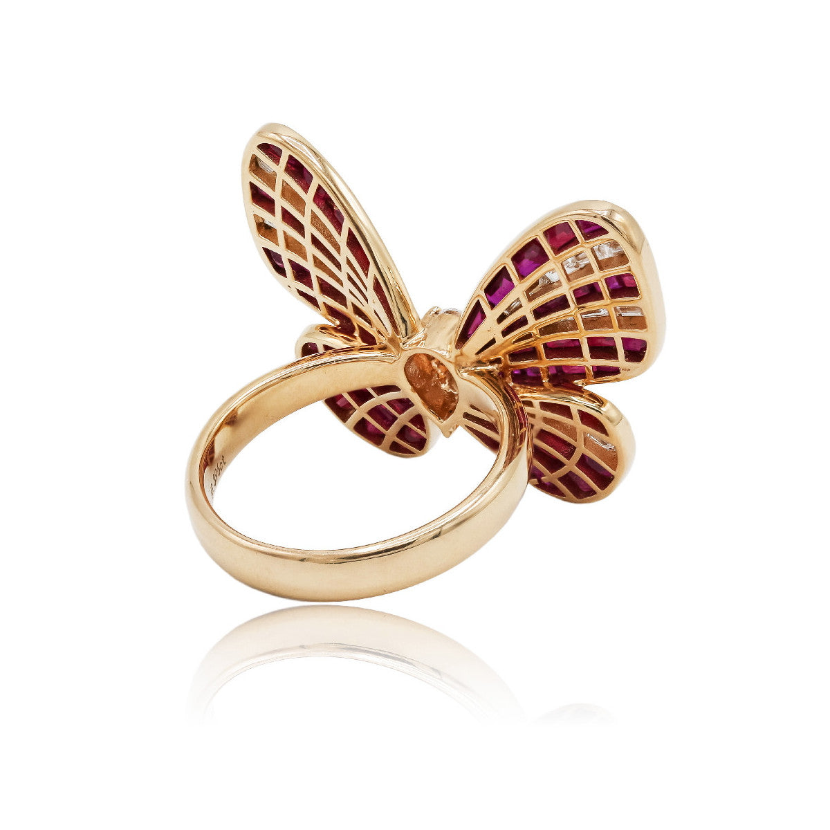 Anillo Mariposa Rubíes y Diamantes naturales de Oro Amarillo